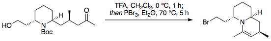 TFA and PBr3 step in synthesis