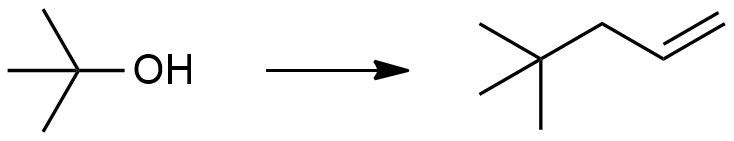 t-butanl to alkene