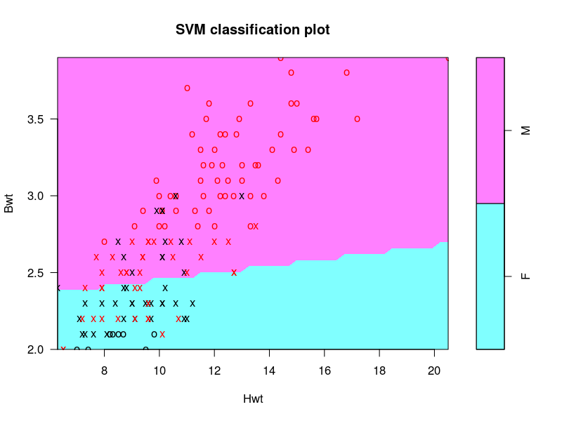 output of plot(svmfit, inputData)