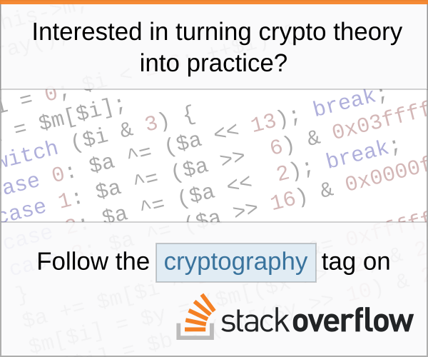 View questions tagged [cryptography] on Stack Overflow.