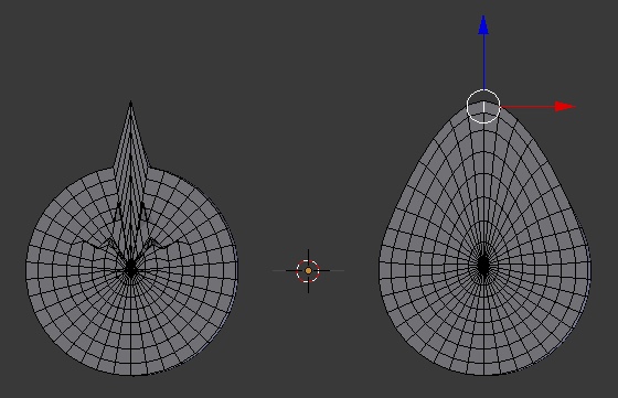 duplicated object (left) mirrored from original object 