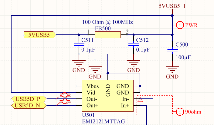 VBUS5 Circuit to power FT232RL and RS232 Transceiver.