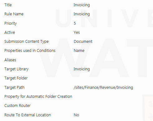 Sample rule for content organizer