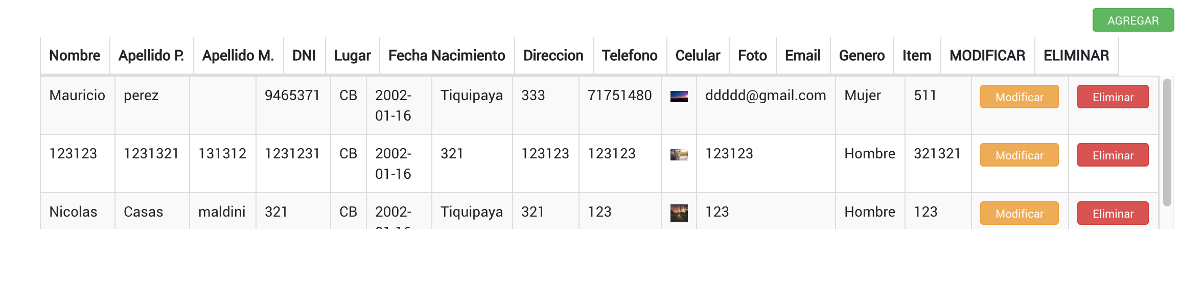 Vista Previa de la tabla