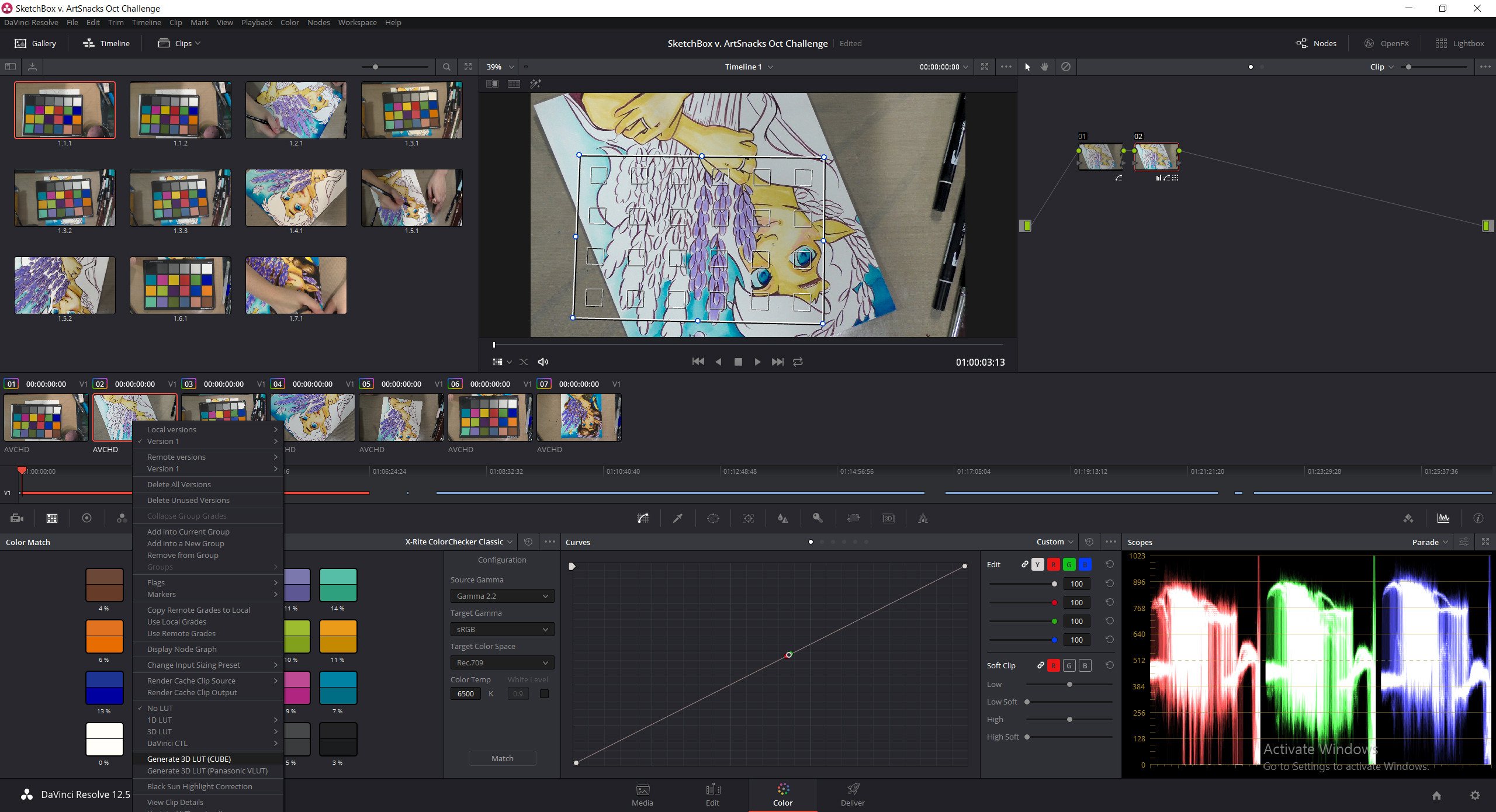 DaVinci Resolve exporting 3D LUT