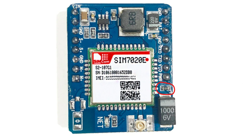 Resistor instead of capacitor on SIM7020 module