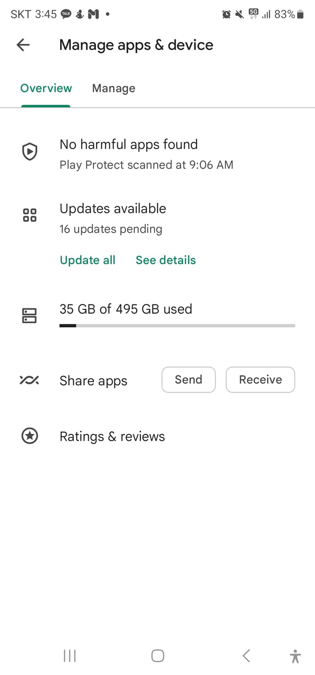 Play store updates pending