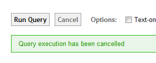 query execution cancelled message