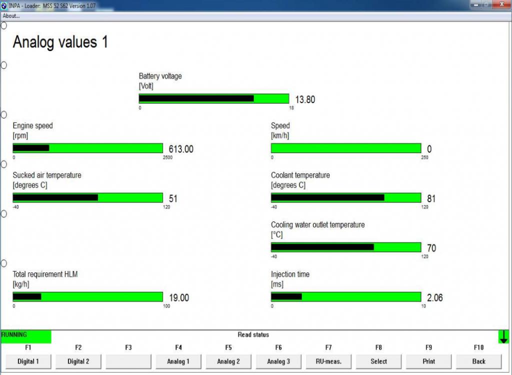 Sample OBD-II readout