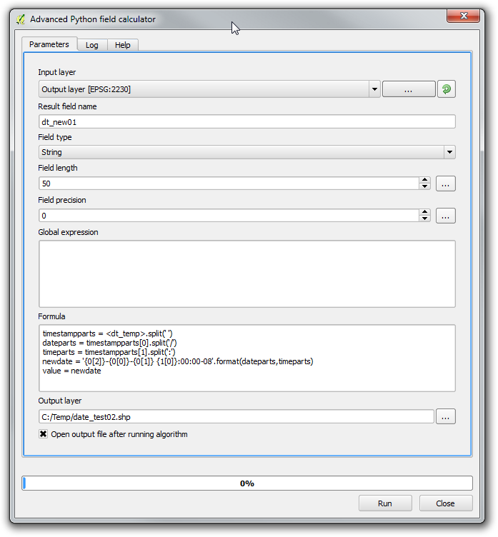 Code Block to reformat date and strip out hour portion of time