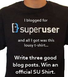 Frequent contributers to the Super User Community Blog will receive a t-shirt, and get to keep free hardware and software to review.