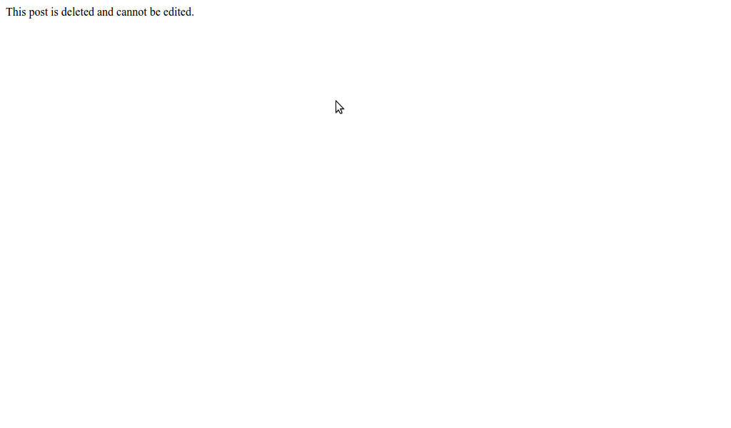 Error message on a blank page