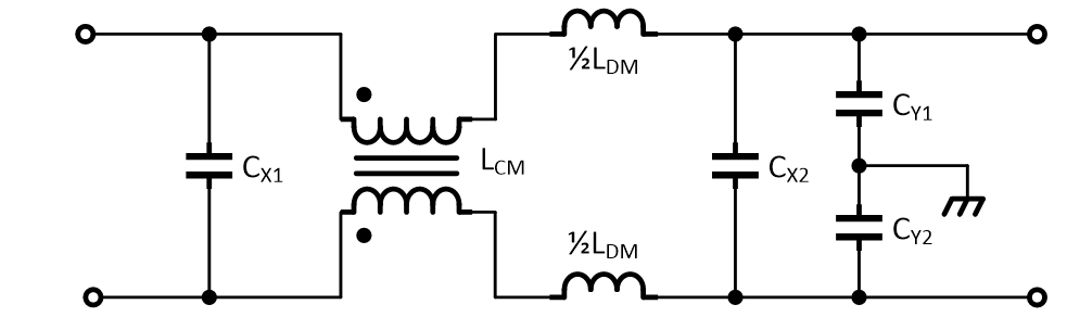 Standard EMI filter for both CM and differential noise