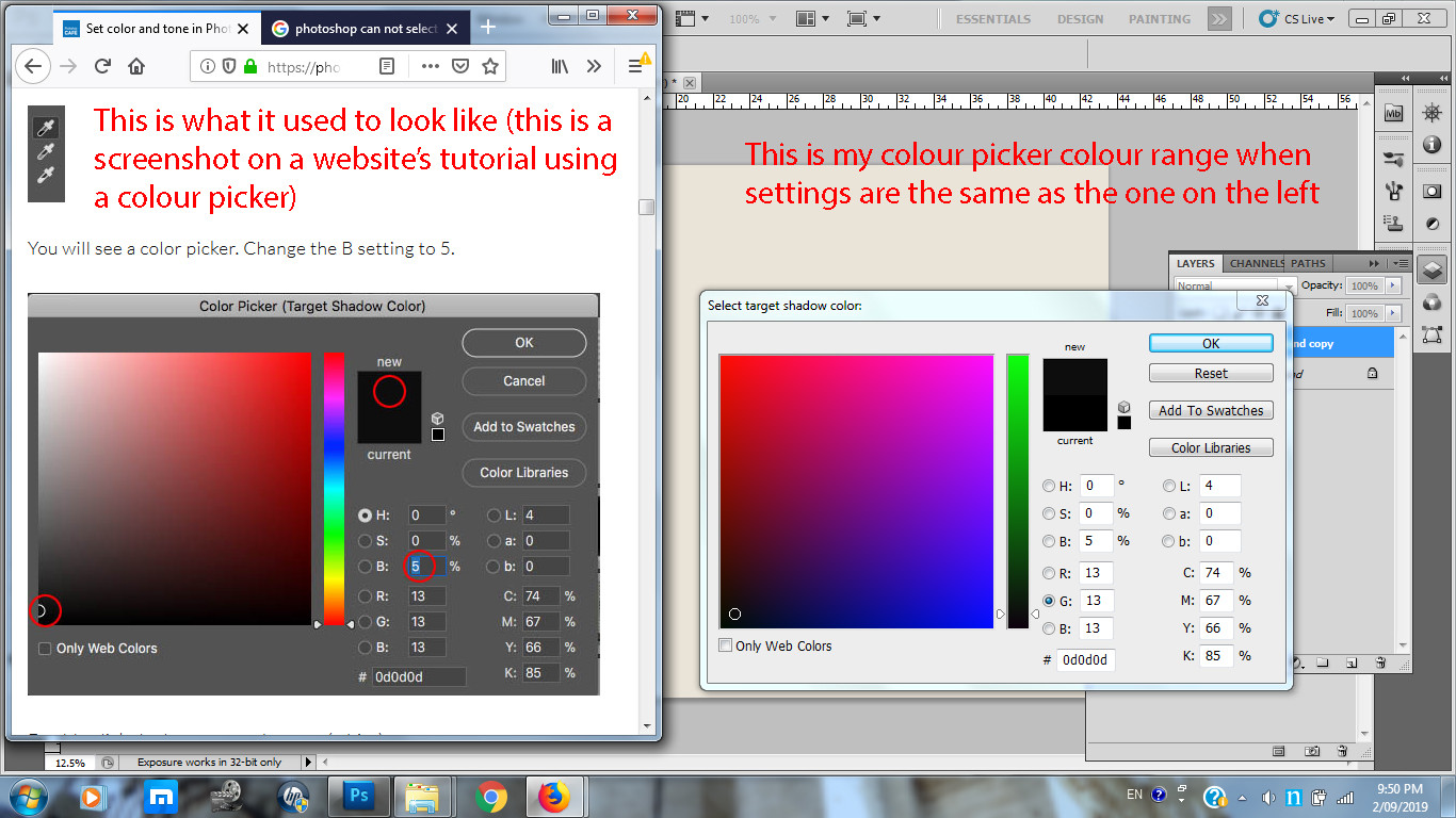 Colour pickers compared photoshop