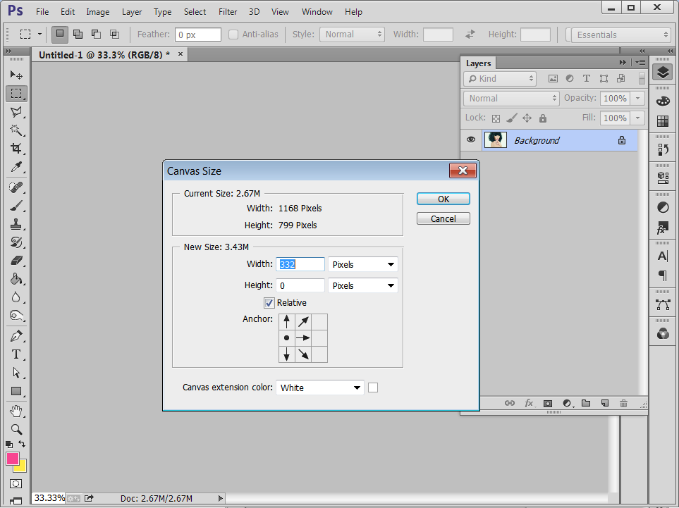 Change Canvas Size Dialog