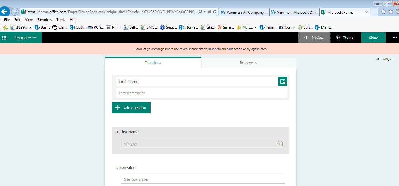 office 365 - MSForms (Preview) doesnt save my newly created Form ...