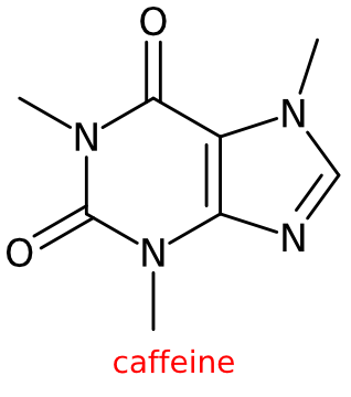 2D caffeine structure representation converted from SMILES