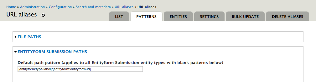 Pathauto Entityform Submission Pattern