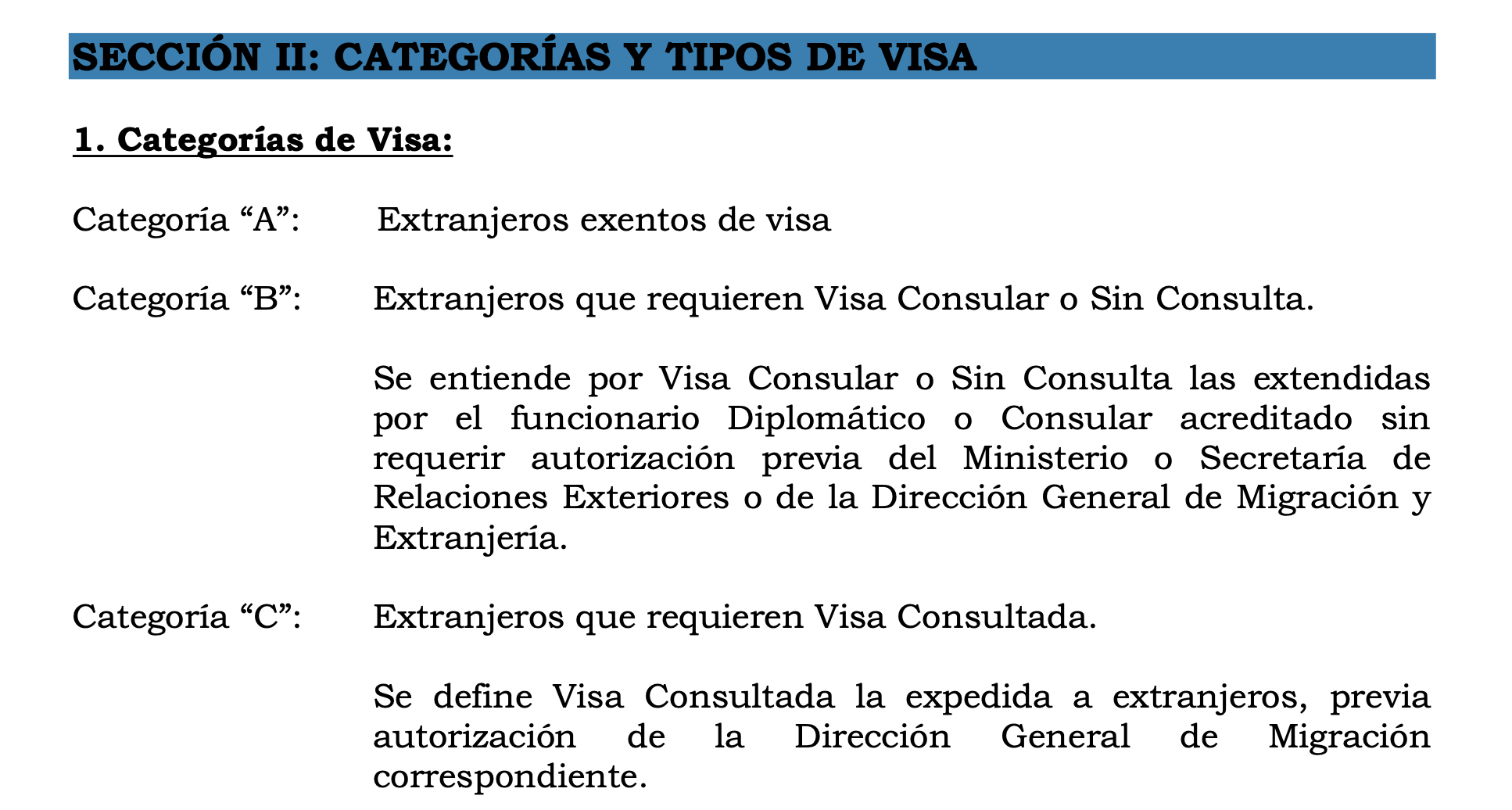 CA-4 Visa Categories