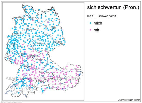 sich schwertun: Verteilung Dativ/Akkusativ