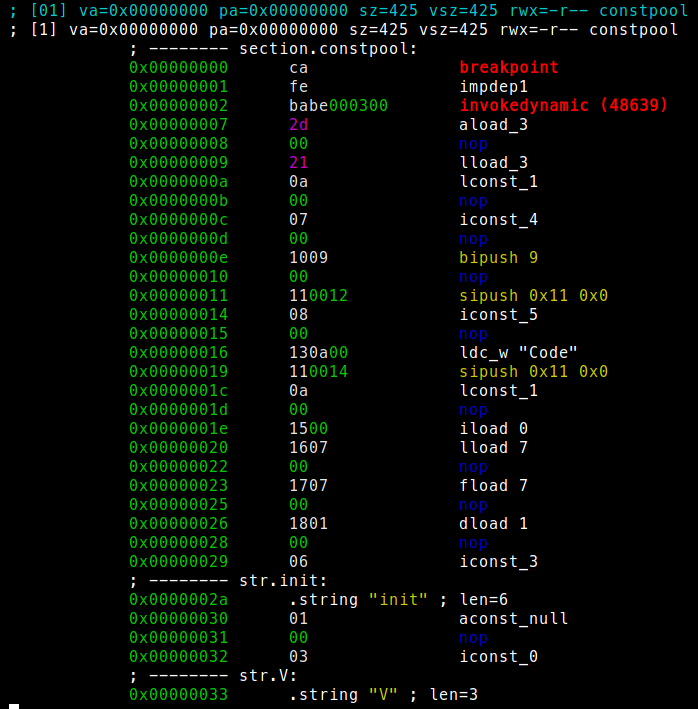 radare2 decompiling java bytecode