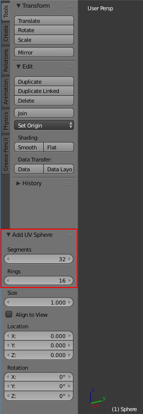 Object transform panel