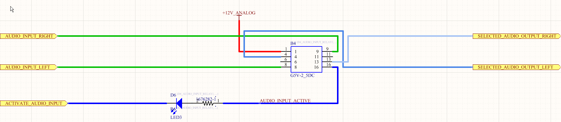 Audio Input Relay Schematic