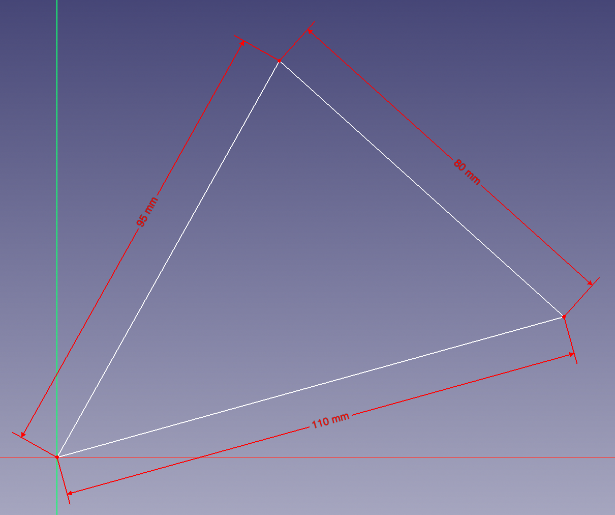 A triangular plane with edge lengths of 80mm, 95mm, and 110mm