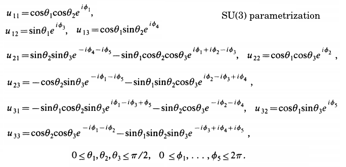 Matrix elements are: