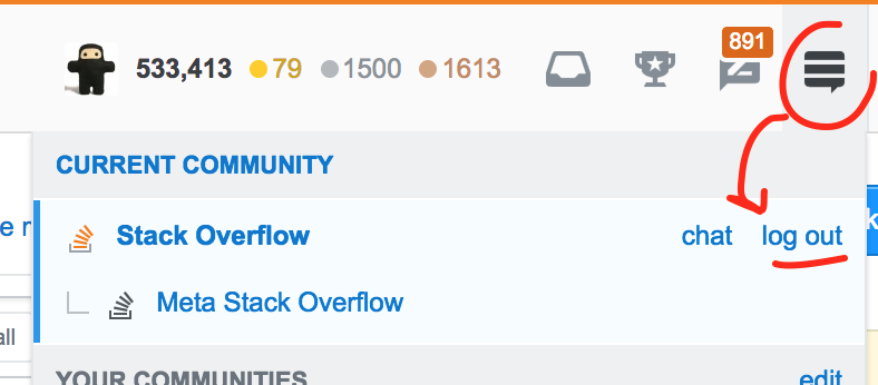 Stack Overflow log out link