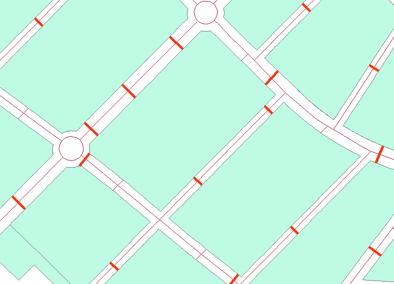 Result of the script. Each axis has information about the width and the road that are intersecting with