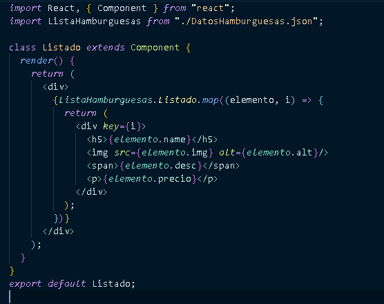 Este el código dentro del componente .js