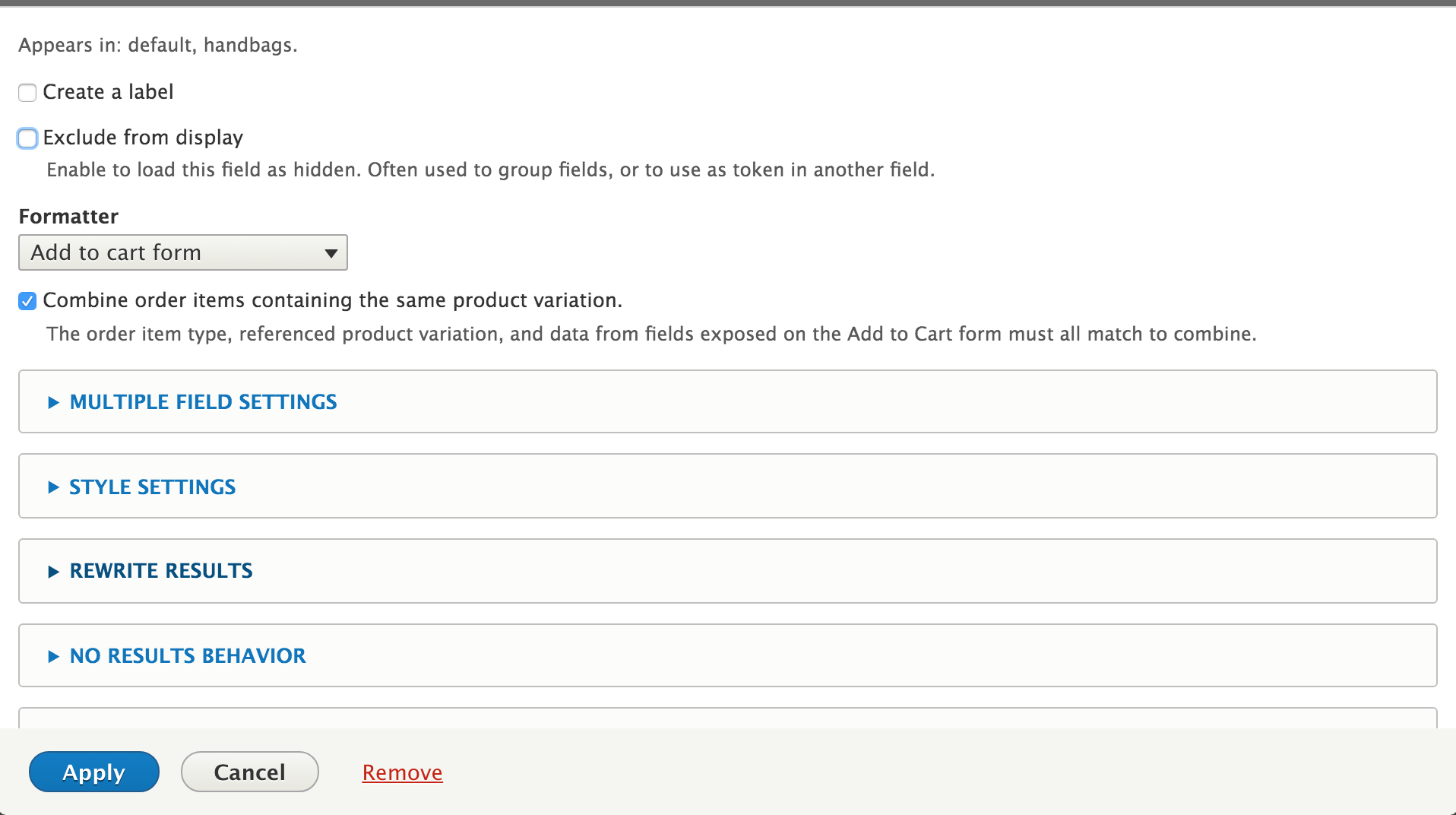 configure field product variations