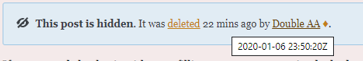 Screenshot of deleted post with deletion timestamp