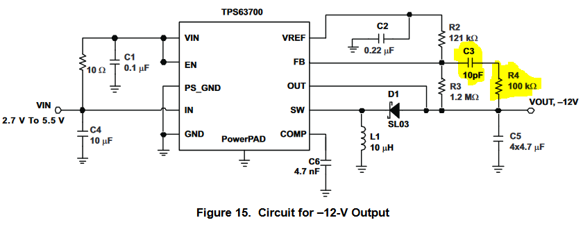 Recommended schematic from the TPS63700 datasheet