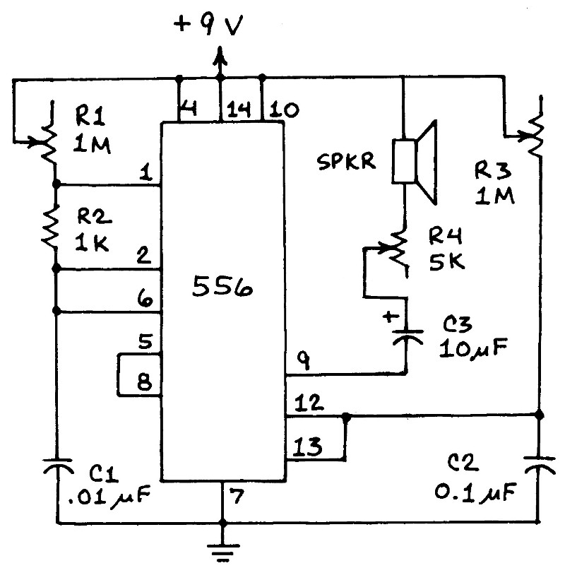 Original schematic - showing speaker connected to +V