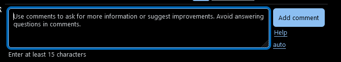 Comment text box before a UI change