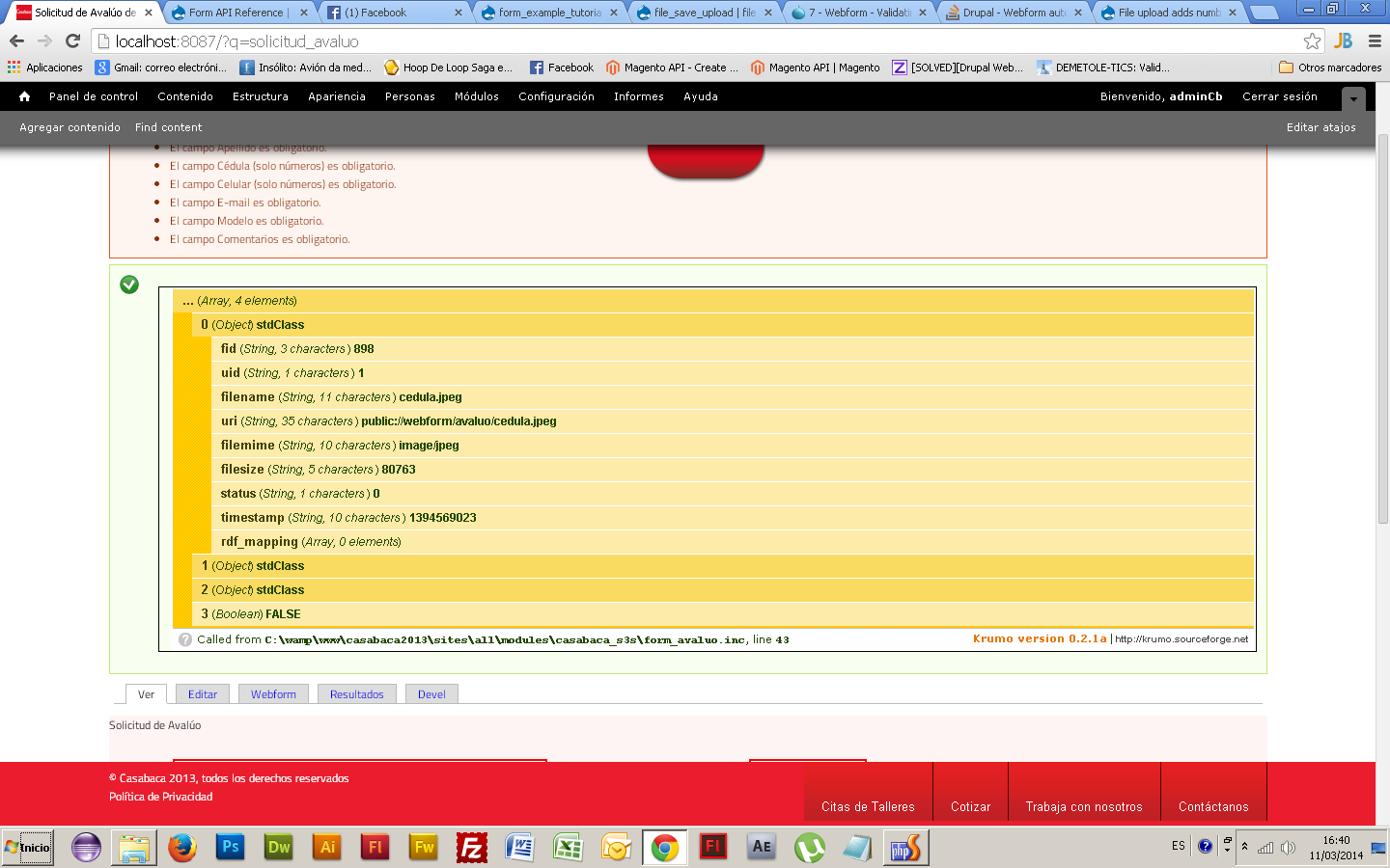 Debug sample output from dpm when inspecting