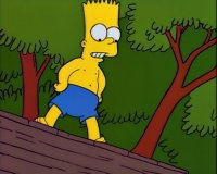 Bart standing on his treehouse