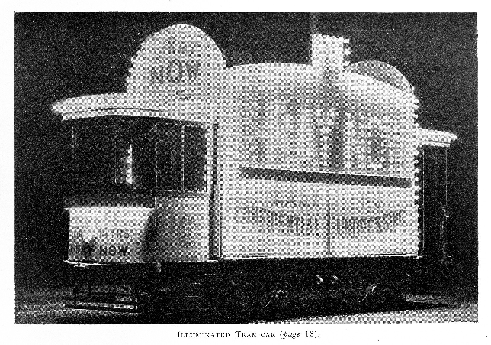 Illuminated tramcar