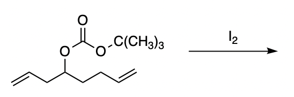 Iodolactonisation of tert-butyl octa-1,7-dien-4-yl carbonate