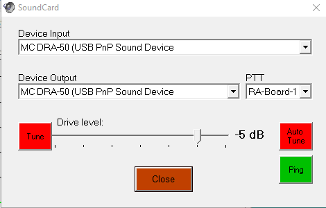 VARA FM - Settings - SoundCard