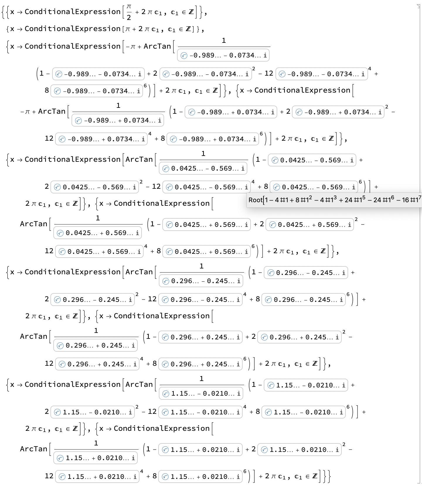 output of Solve for the first question