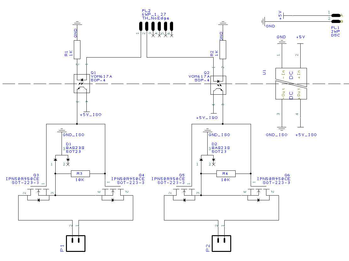 Circuit diagram of experimental dual MOSFET AC switching circuit