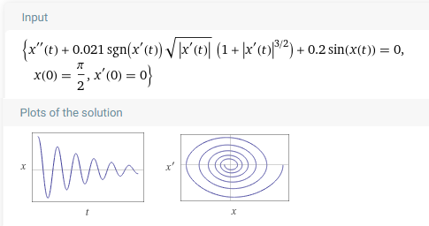 modified pendulum for x(0)=pi/2