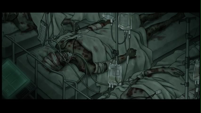 Scene from the Animatrix, showing the thousands of hospitalized humans