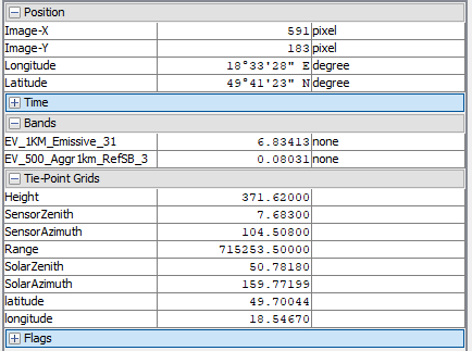 This is the pixel info output