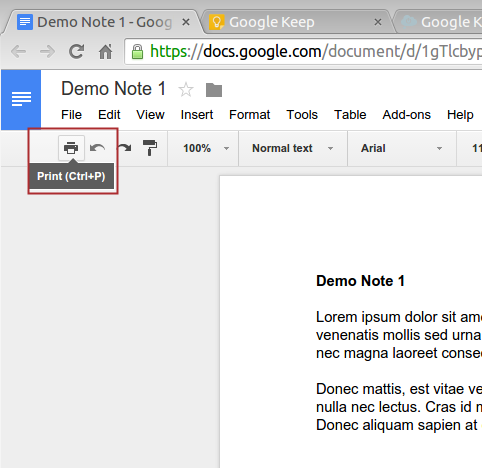 Print Google Doc