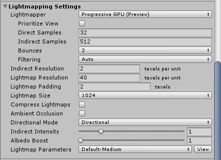 Unity Lightmapper Settings