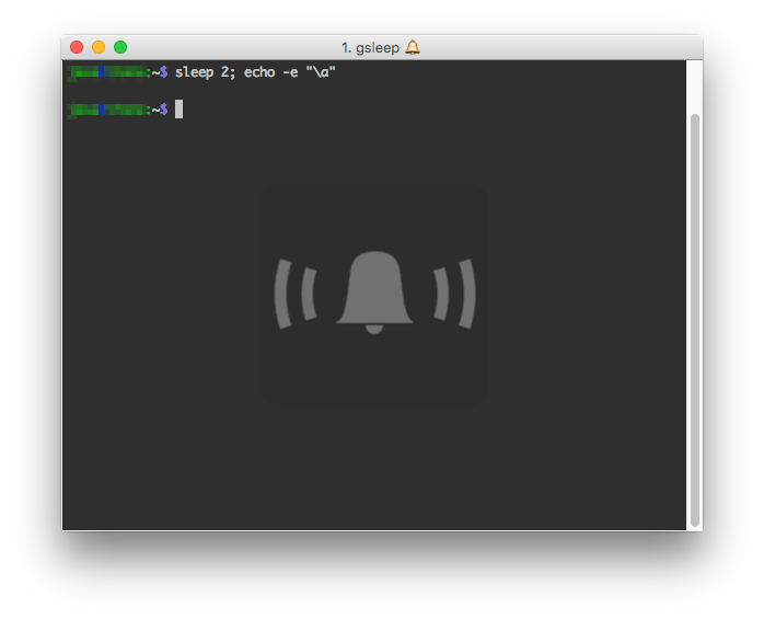 screenshot of terminal window showing visual bell